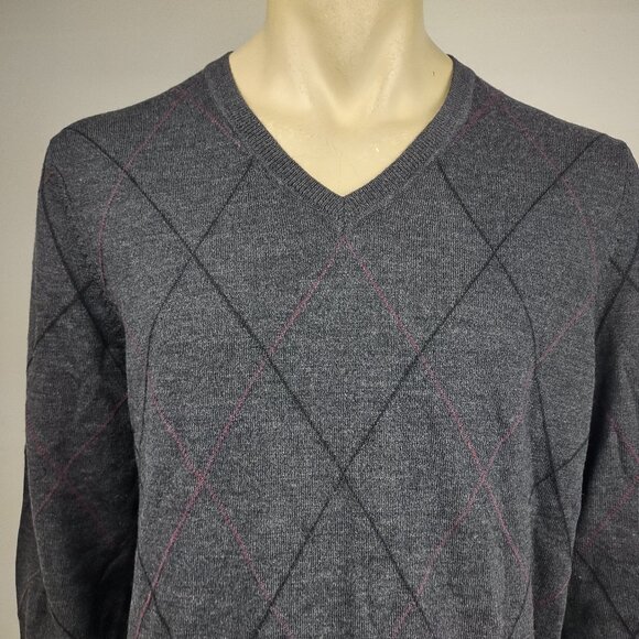 NWT Jos. A. Bank Traveler gray 100% Merino Wool V-Neck sweater mens XXL 2XL - Picture 2 of 8